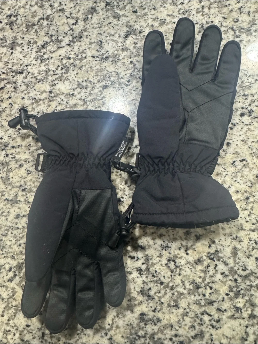 Insulated Women’s Winter Gloves - Black with Yellow Stitching